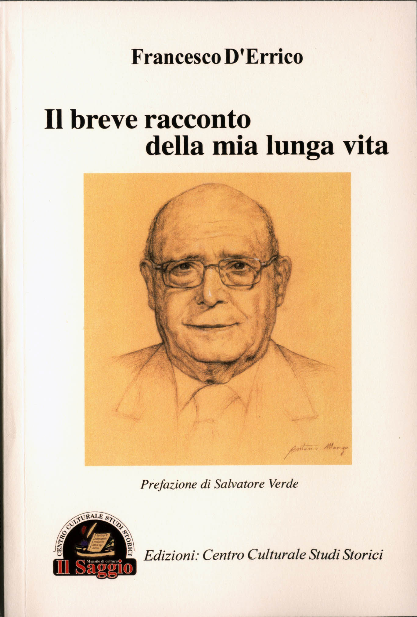 La copertina del libro di Francesco D'Errico, con il ritratto dell'auore eseguito dall'artista tursitano Antonio Mango